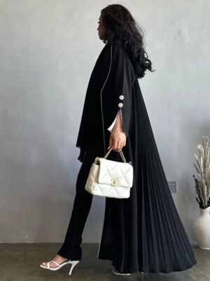 Graceful Classic Open Kimono Abaya - Black