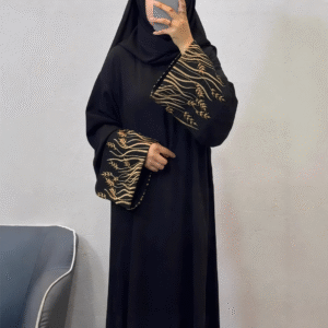 Embroidered Black Abaya Gown
